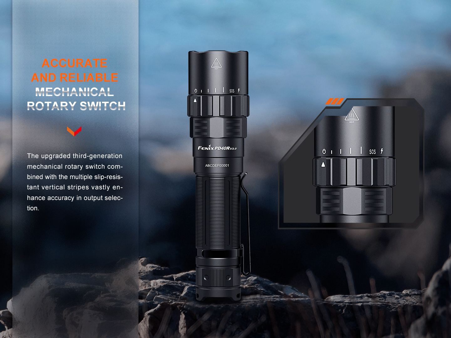 fenix flashlight 3000 lumens FENIX PD40R V3.0 SUPER BRIGHT MECHANICAL ROTARY SWITCHING FLASHLIGHT – RESCUE ZONE